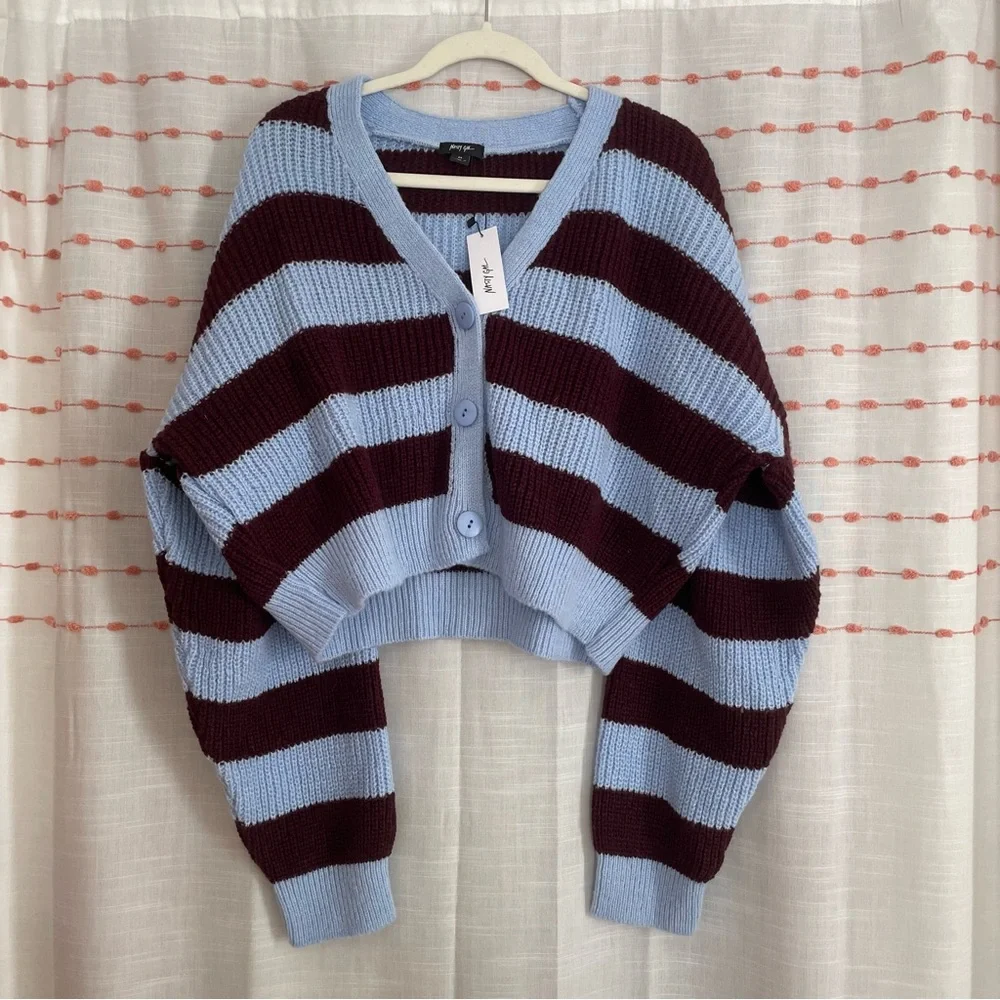 Nasty Gal Stripe Knit Cropped Cardigan - NWT! - Picture 2 of 3